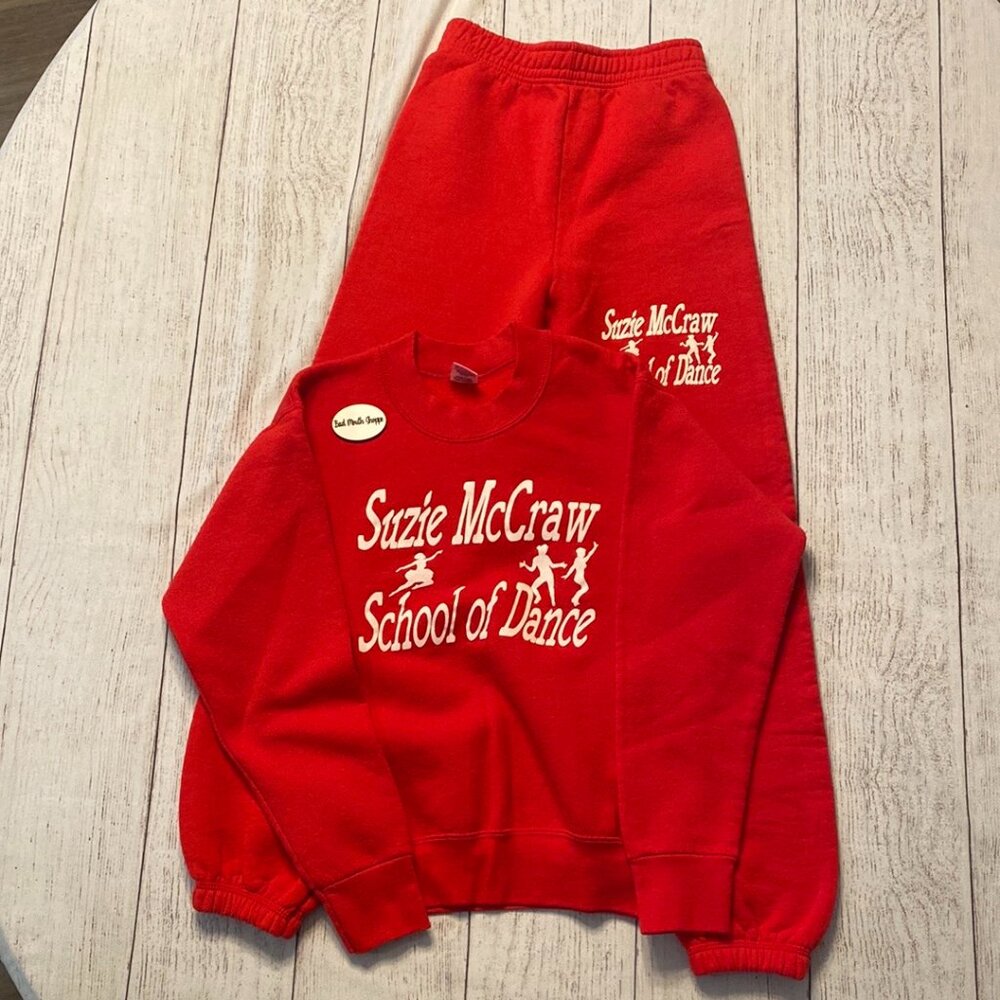 Vintage SUSIE MCCRAW SHOOL OF DANCE Red Sweatsuit Set - Kids 14-16